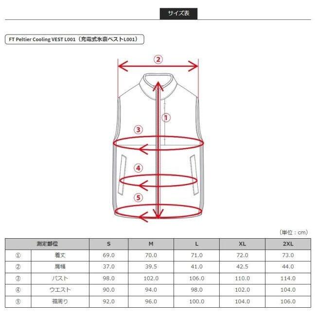 Liberta! リベルタ FREEZE TECH 氷撃 充電式氷嚢ベスト L001 サイズ