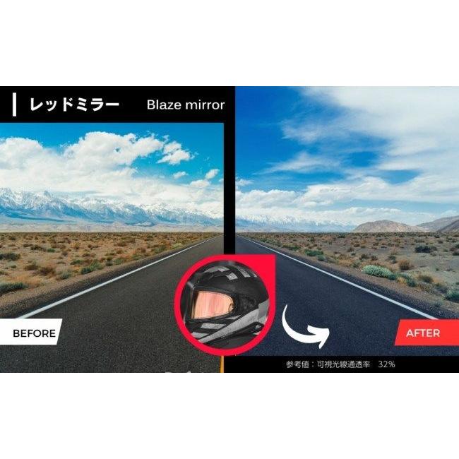 MITSUBA ミツバサンコーワ ULOOK Blaze mirror［ユールック ブレイズ ミラー］ CF-1W用 ヘルメット用防曇フィルム カラー：レッド(可視光線透過率32％) | MITSUBA | 04