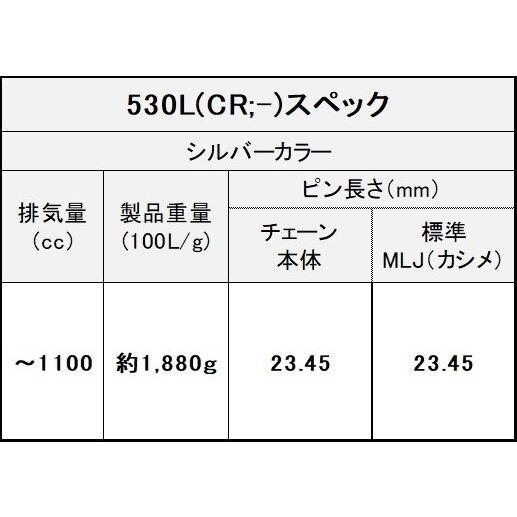 EKチェーン - 江沼チェーン店 ThreeD LUXE (スリードリュクス) チェーン店 530L/3Dしろがね色【カシメ(MLJ)合わせ目嘱する】 繋がり数：92L 駆動動力系