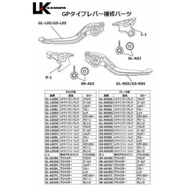 U-KANAYA ユーカナヤ 【補修パーツ】GPタイプ用 ロングブレーキレバー カラー：マットブルー｜webike｜02