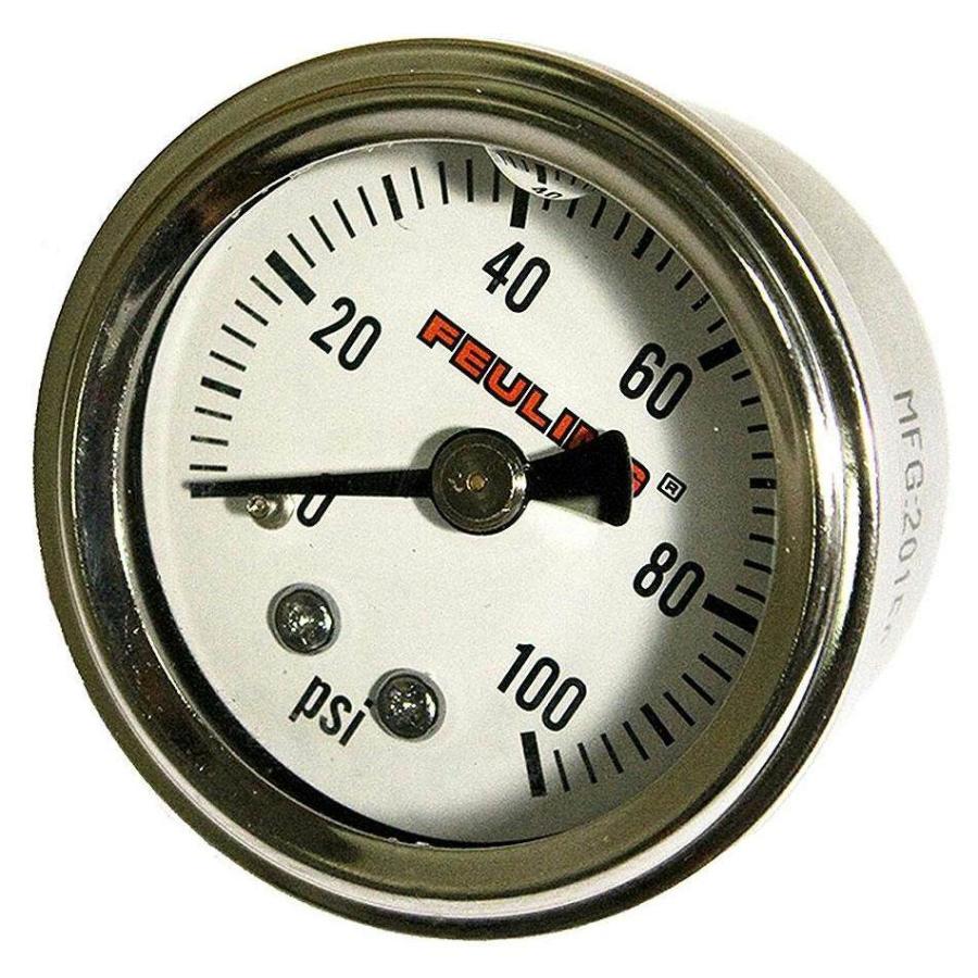 FEULING フューエリング 100PSI オイルプレッシャーゲージ バックポート 文字盤カラー：ホワイト(9042) 油圧計 冷却関連 エンジン | ブランド登録なし