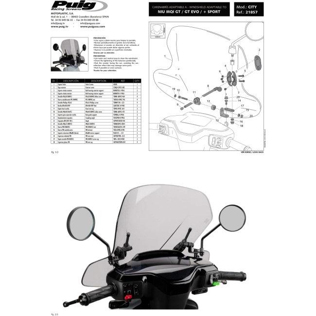 Puig プーチ ウインドスクリーン CITY ツーリング(CITY TOURING) MQI +