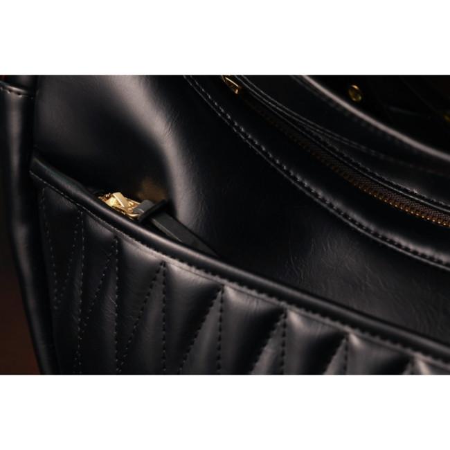 Metalize Productions メタライズプロダクションズ PU Rhombus Grid Half-Moon バッグ Black ショルダーバッグの画像