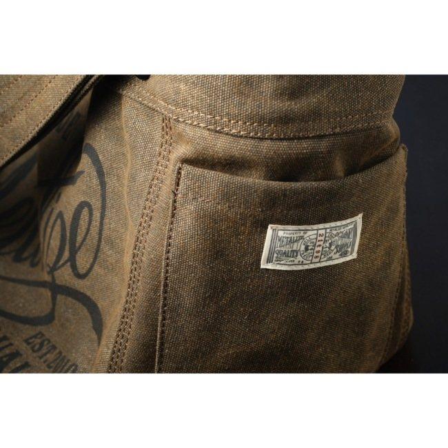 Metalize Productions メタライズプロダクションズ Olden Times Vintage Canvas Newsboy バッグ プリント／ウォッシュブラウン ショルダーバッグの画像