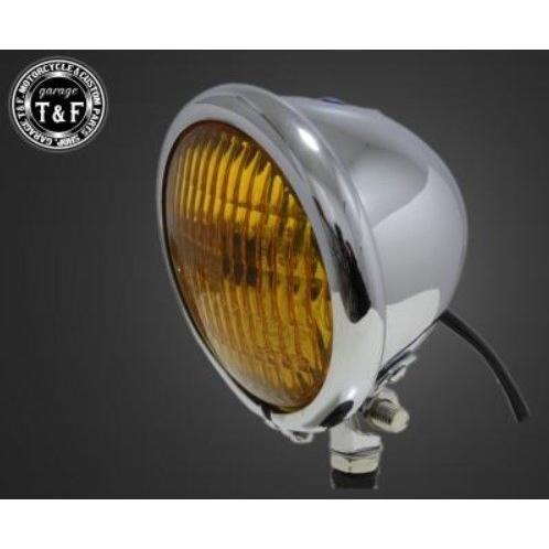 Garage T&F ガレージ 4.5インチベーツライト＋ステーセット レンズカラー：イエロー / カラー：オールメッキ SR400 YAMAHA ヤマハ ヘッドライト 灯火類 | Garage T＆F