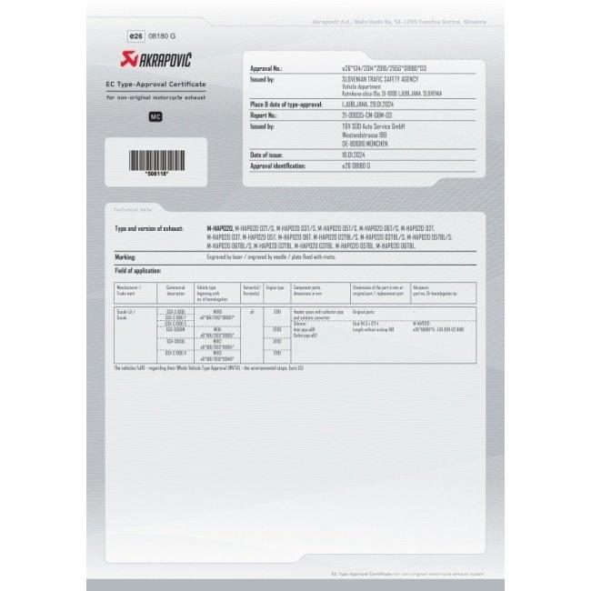 AKRAPOVIC アクラポビッチ EC仕様 スリップオンライン GSX-S1000GX GSX-S1000GT KATANA SUZUKI スズキ スリップオンマフラー マフラー | AKRAPOVIC | 12