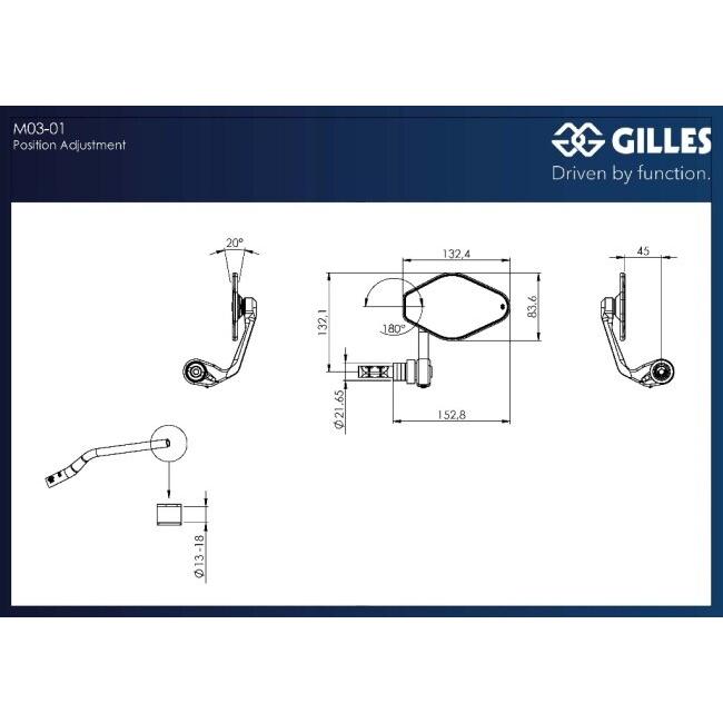 GILLES TOOLING ギルズツーリング STRATOS バーエンドミラー 13-18mm ハンドル | ブランド登録なし | 11