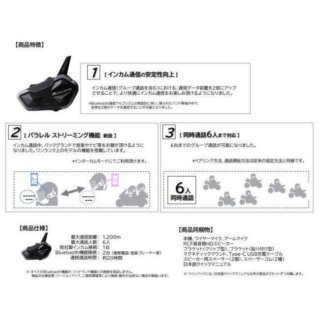 MIDLAND（ミッドランド） BT R1 Plus タイプ：ツインパック インカム
