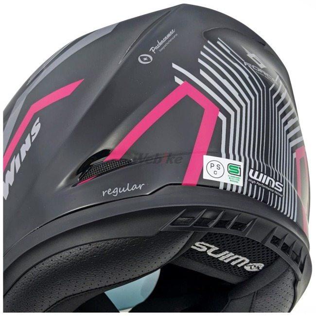 WINS フルフェイスヘルメット グレー/ブラック/ピンク WINS フルフェイスヘルメット グレー/ブラック/ピンク