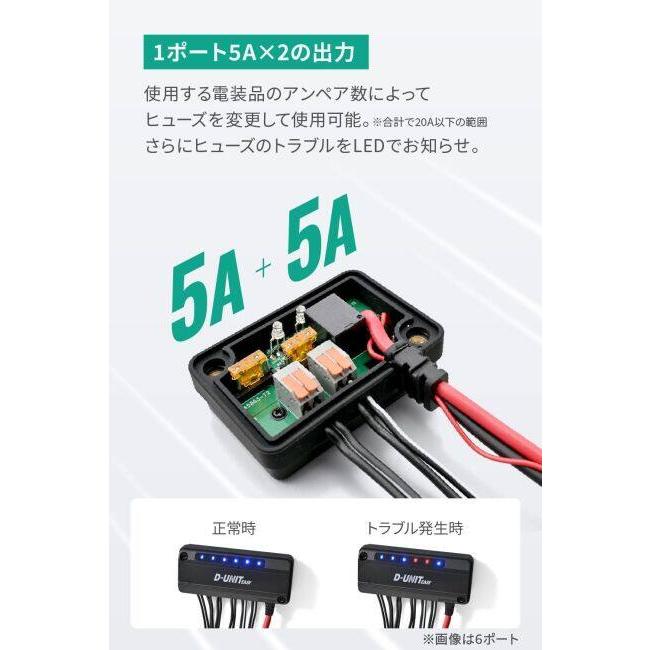 電装品 二つのユニット コネクタ付き DAYTONA（デイトナ） アクセサリー電源ユニット D-UNIT EASY 2ポート(D