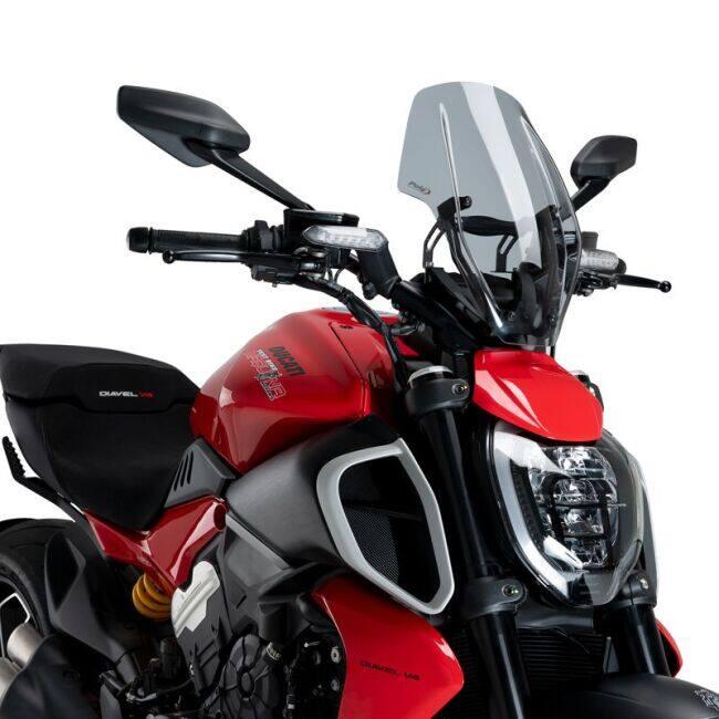 Puig プーチ ニュージェネレーションNKスクリーン ADJUSTABLE (WINDSHIELD NEW GENERATION ADJUSTABLE) カラー：スモーク Diavel V4 DUCATI ドゥカティ 外装
