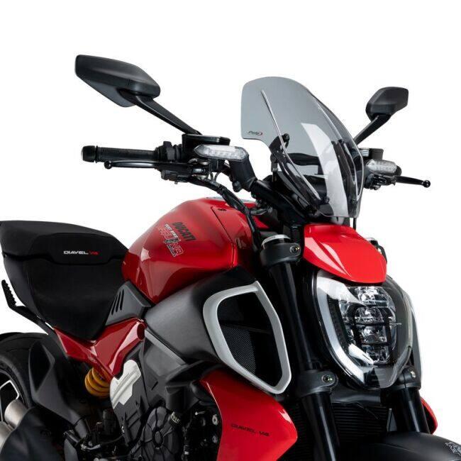 Puig プーチ ニュージェネレーションNKスクリーン ADJUSTABLE (WINDSHIELD NEW GENERATION ADJUSTABLE) カラー：スモーク Diavel V4 DUCATI ドゥカティ 外装