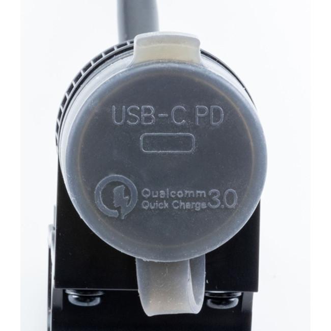 KIJIMA キジマ 最大18W QC3.0 PD3.0 USB Type-C+A 2ポート 防水キャップ搭載 バイク用USB充電ポートキット 配線1.2m USB電源 電装系 | KIJIMA | 01