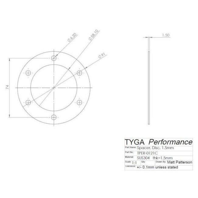 TYGA PERFORMANCE タイガパフォーマンス CBR1000RR 2008-13 フォークセットディスクスペーサー RVF400 VFR400R NSR250 CBR250RR HONDA ホンダ ホイール関連 | TYGA Performance | 01