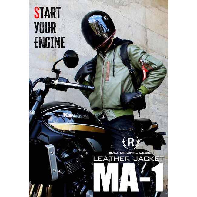 RIDEZ ライズ MOTO MA-1 JACKET バイク用 レザージャケット サイズ：XL ジャケット アパレル | RIDEZ（バイク） | 09