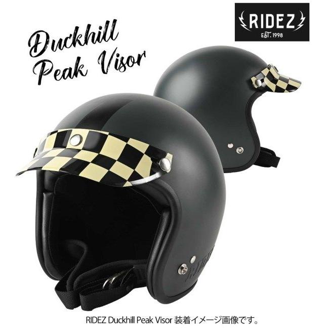 RIDEZ ライズ Duckhill Peak Visor バイク用バイザー カラー：Checker ジェットヘルメット ヘルメットバイザー ヘルメット | RIDEZ（バイク） | 05