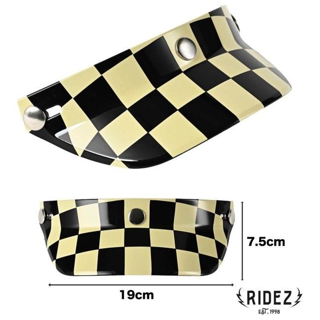 RIDEZ ライズ Duckhill Peak Visor バイク用バイザー カラー：Checker ジェットヘルメット ヘルメットバイザー ヘルメット | RIDEZ（バイク） | 06