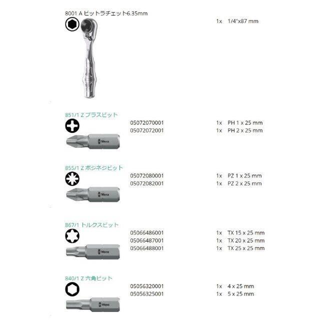 WERA ヴェラ ドライバービット・ラチェットハンドルセット セット工具