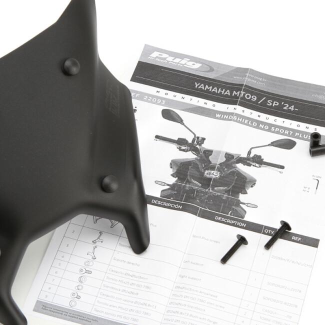 Puig プーチ ニュージェネレーションNKスクリーン SPORT PLUS(WINDSHIELD NEW GENERATION PLUS) カラー：マットブラック MT-09 SP YAMAHA ヤマハ スクリーン