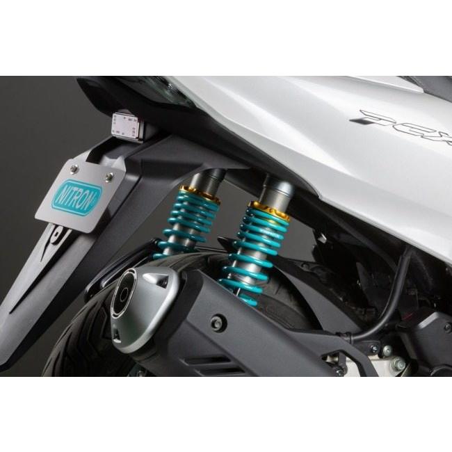 NITRON ナイトロン リアサスペンションツインショック TWIN R1 シリーズ テーマカラー：ブラック / スプリングカラー：ターコイズ PCX125 PCX160 HONDA ホンダの画像