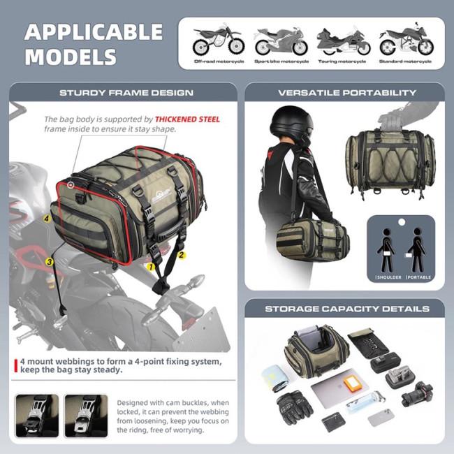 Rhinowalk:ライノウォーク 19L-26L Tail bag with expandable カラー：Black シートバッグ 車体用バッグ・ケースの画像