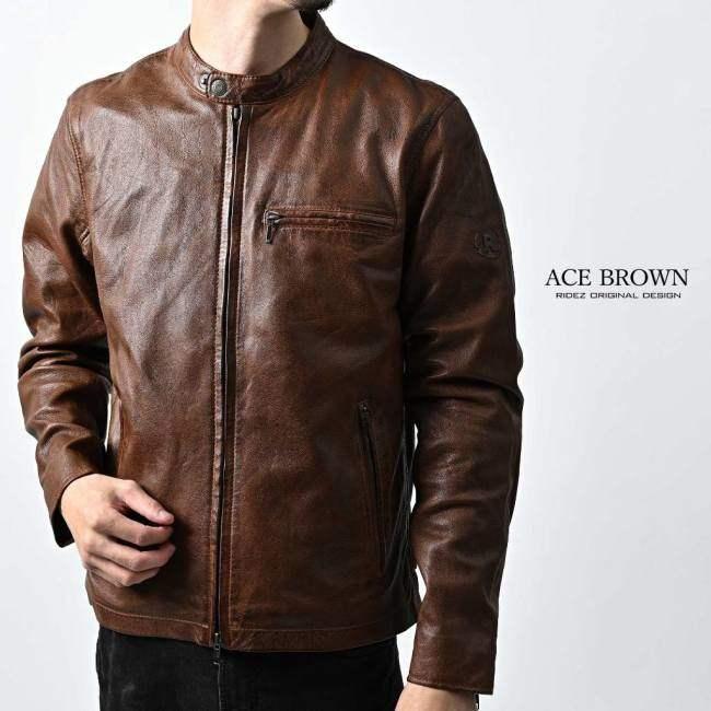 RIDEZ ライズ ACE JACKET BROWNシングルライダースジャケット サイズ