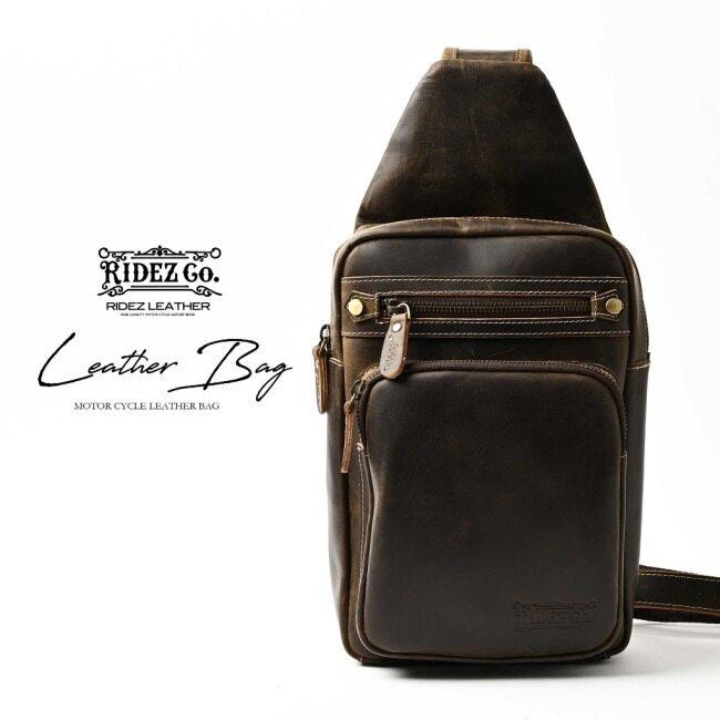 RIDEZ ライズ LEATHER CHEST BAGバイク用 ショルダーバッグ バッグの画像