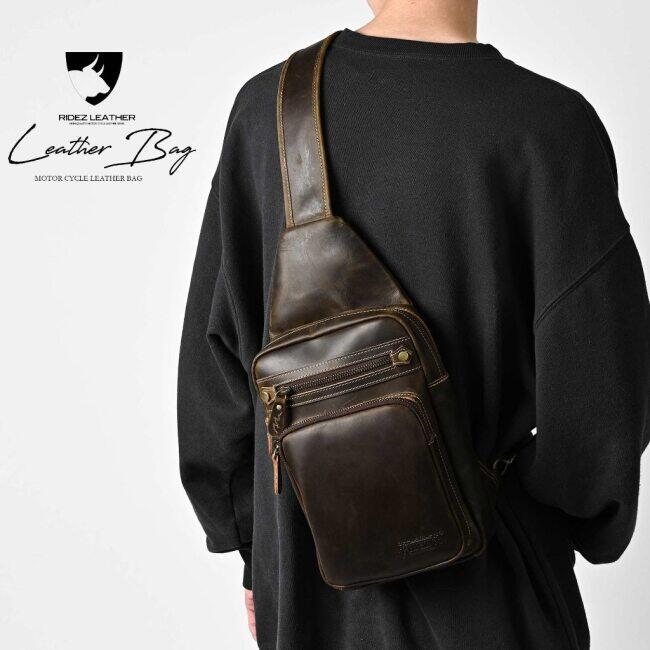 RIDEZ ライズ LEATHER CHEST BAGバイク用 ショルダーバッグ バッグの画像