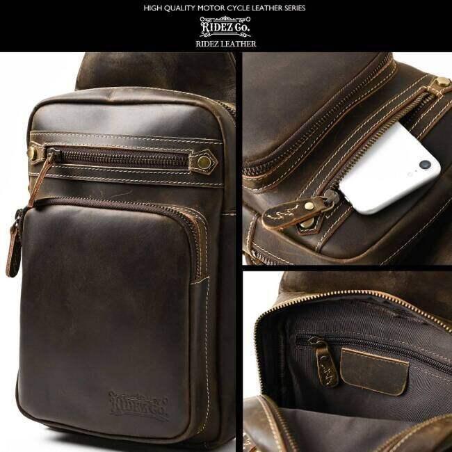 RIDEZ ライズ LEATHER CHEST BAGバイク用 ショルダーバッグ バッグの画像