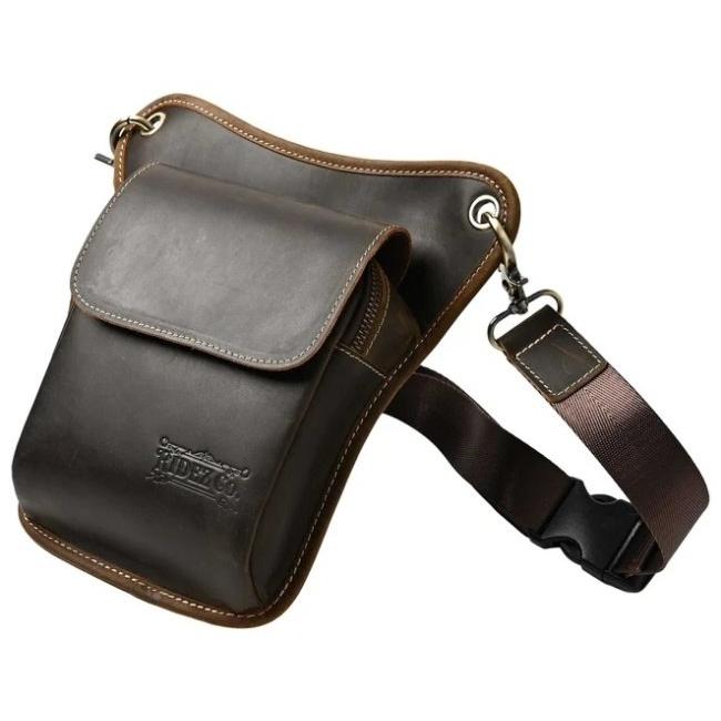 RIDEZ ホルスターバッグ RIDEZ ライズ LEATHER LEG BAG バイク用 レッグバッグ カラー：D.BROWN