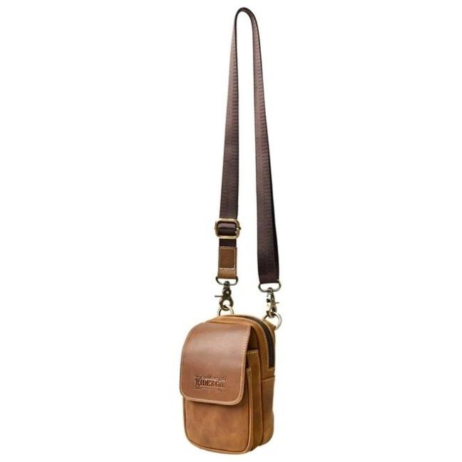RIDEZ ライズ LEATHER MINI BAG バイク用 ショルダーバッグ カラー：L.BROWN バッグの画像