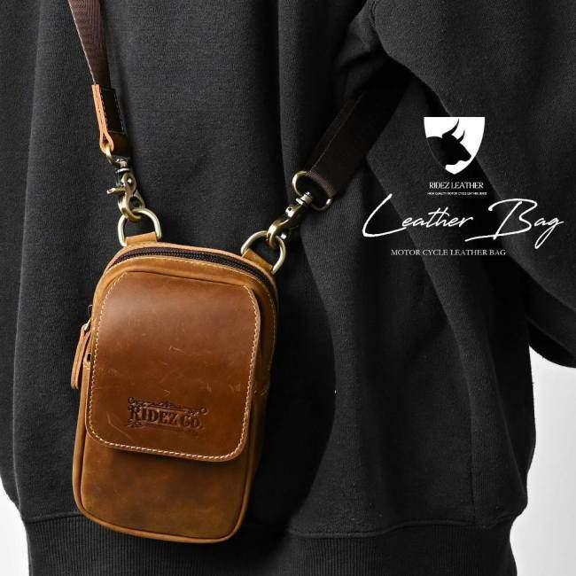 RIDEZ ライズ LEATHER MINI BAG バイク用 ショルダーバッグ カラー：BLACK バッグの画像