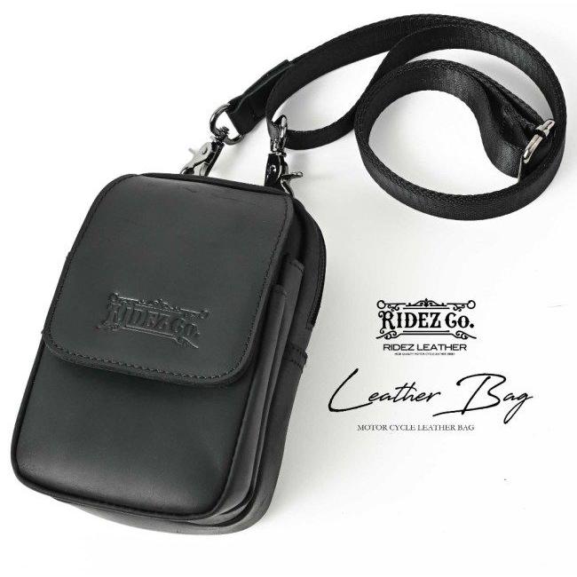 RIDEZ ライズ LEATHER MINI BAG バイク用 ショルダーバッグ カラー：BLACK バッグの画像