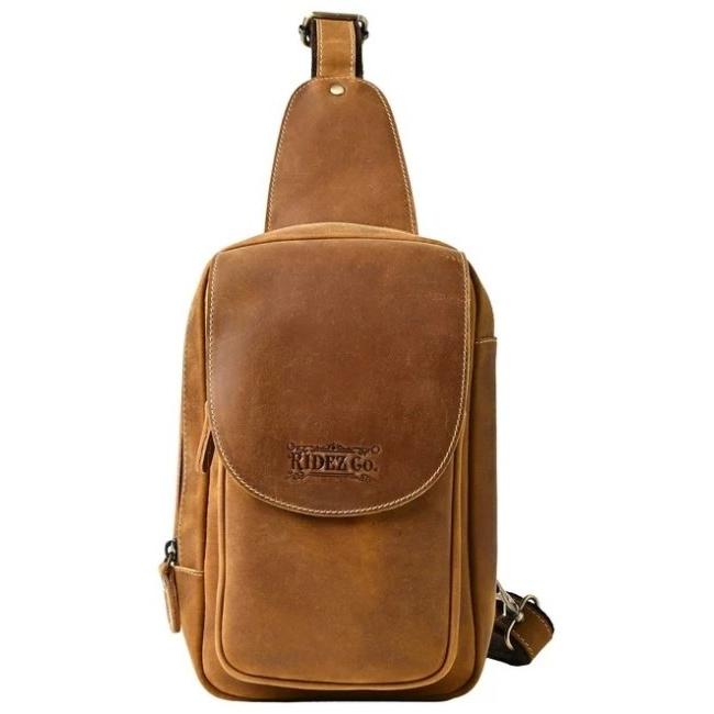 RIDEZ ライズ LEATHER CHEST BAG バイク用 ショルダーバッグ バッグの画像