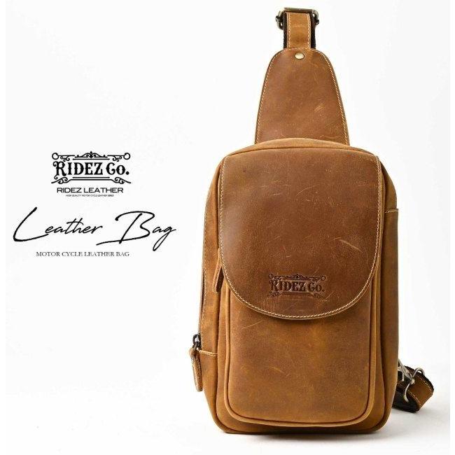 RIDEZ ライズ LEATHER CHEST BAG バイク用 ショルダーバッグ バッグの画像