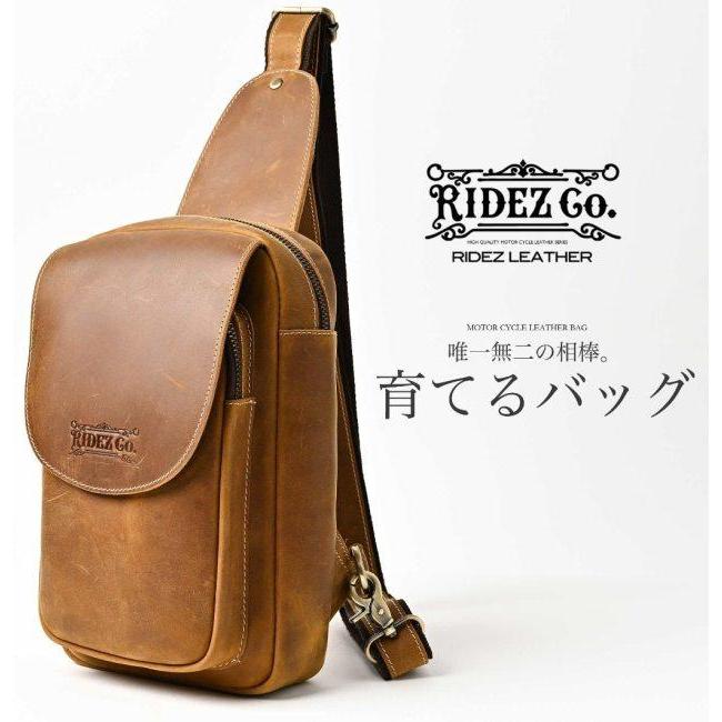 RIDEZ ライズ LEATHER CHEST BAG バイク用 ショルダーバッグ バッグの画像