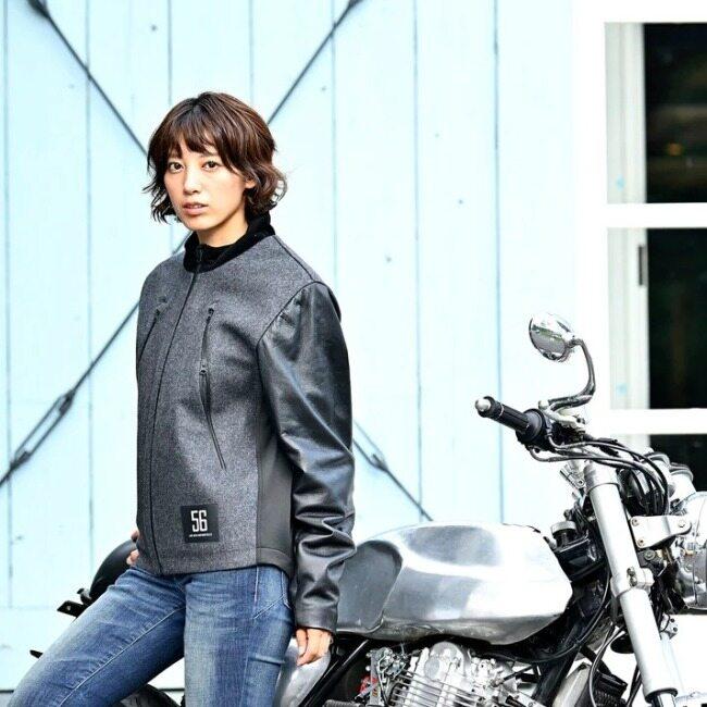 56design（56デザイン） LEATHER SLEEVES MELTON JACKET サイズ：L