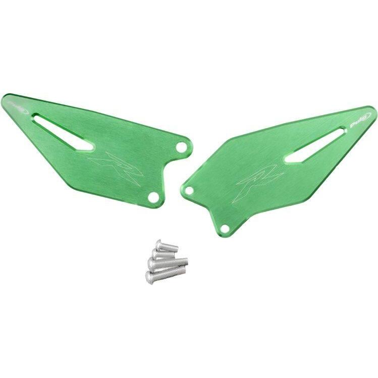 Puig プーチ ヒールプレート(Heel plates) カラー：グリーン ZX-6R NINJA KAWASAKI カワサキ ヒールガード ステップ 足回り | Puig