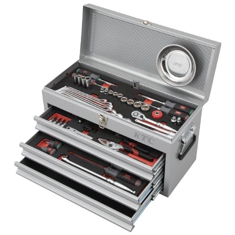 KTC ケイティーシー 【2026 SKセール】66点組 9.5SQ 自動車・二輪整備用 スタンダードセット ツールチェスト キャビネット 工具箱 工具箱（収納） | KTC