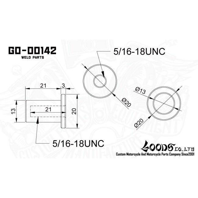 GOODS（グッズ） ウェルドナット 非貫通 5/16-18 汎用ナット 外装