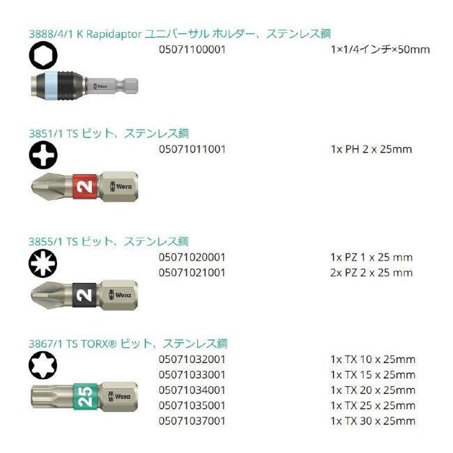 WERA ヴェラ 10点入 差込角1/4inch ステンレス ビットセット セット工具_9