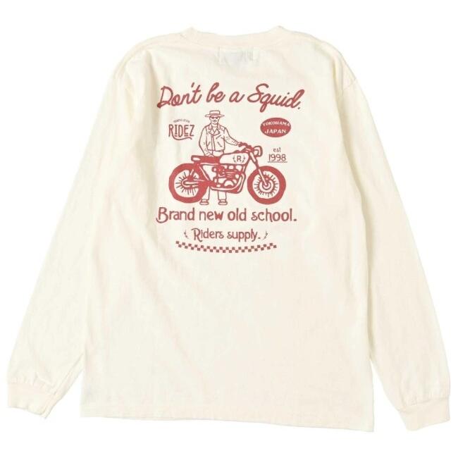 RIDEZ ライズ DON‘T BE SQUID L／S TEE オリジナル バイク ロングスリーブTシャツ ユニセックス サイズ：XL Tシャツ アパレル_1