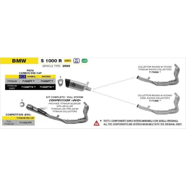ARROW アロー Pista titanium silencer Silencer material：titanium M 1000 RR R S BMW スリップオンマフラー マフラーの画像