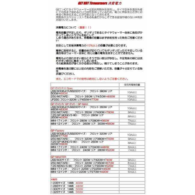 GET HOT ゲットホット タイヤウォーマー GP-EVOLUTION JSB200サイズ【EVO-200】 温度計：なし / NEON：なし カラー：レッド・シルバー(OPR) | GET HOT | 04