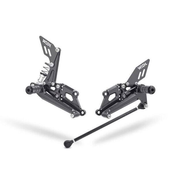 WIZH ウィズ BEV2 Rearset Footpeg Kit Color：Grey / Spec：Without PLUS Stainless Steel Bearings Adapter Spec：With Ankle Guard Foldable XSR155 足回りの画像