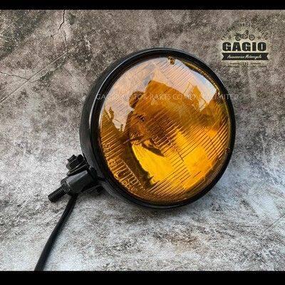 GAGIO MOTOR PARTS ガジオモーターパーツ 6-inch round headlight yellow lens H3 bulb mounting point under the lamp. ヘッドライト 灯火類 電装系_2