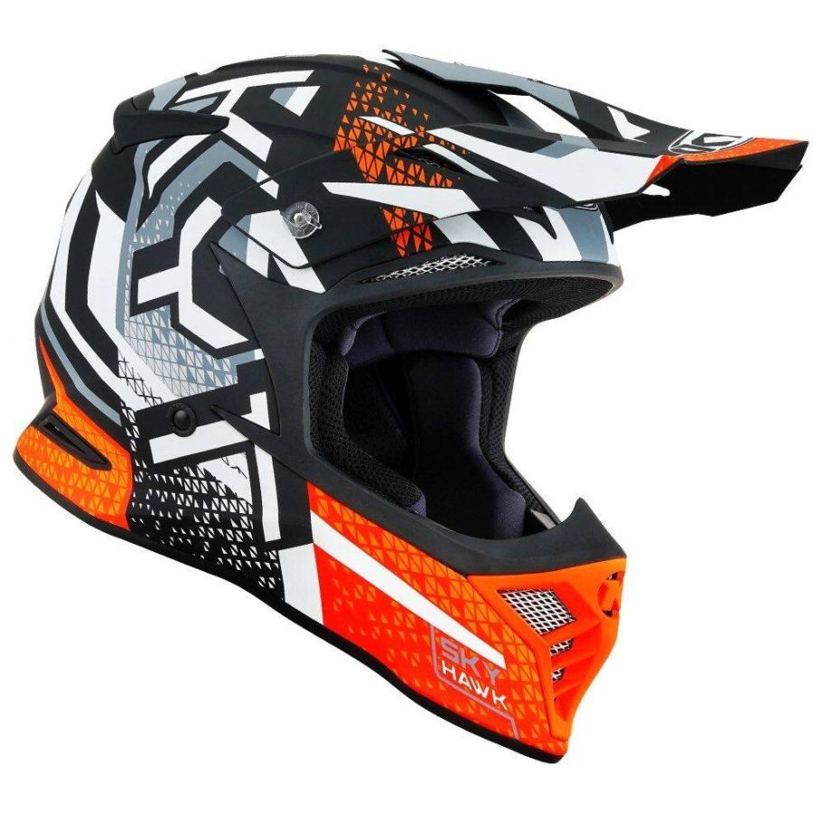 KYT ケイワイティ SKYHAWK  [スカイホーク］HYPERFLOW MATT GREY／ORANGE [ハイパーフロー マットグレー／オレンジ］ サイズ：XL(61-62cm) ヘルメット | ブランド登録なし