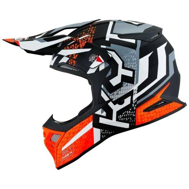 KYT ケイワイティ SKYHAWK  [スカイホーク］HYPERFLOW MATT GREY／ORANGE [ハイパーフロー マットグレー／オレンジ］ サイズ：XL(61-62cm) ヘルメット | ブランド登録なし | 01