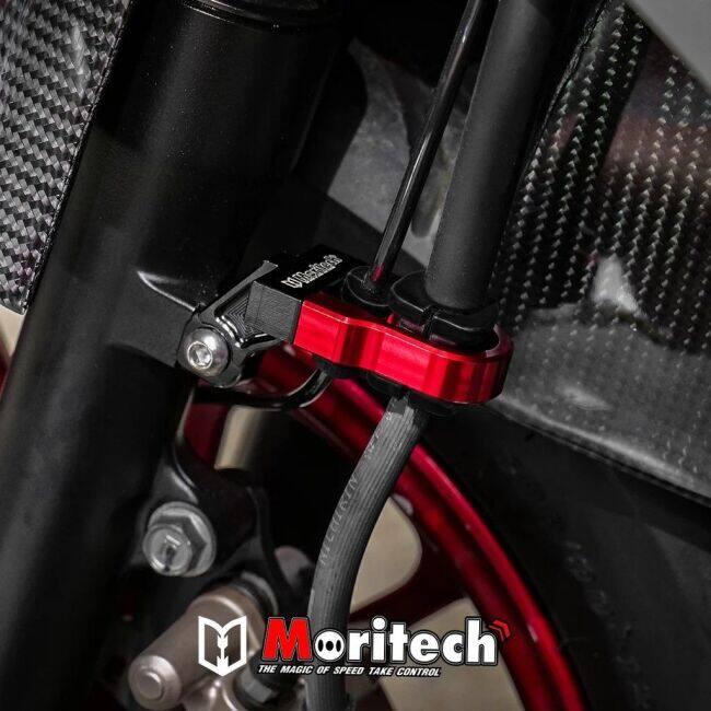 Moritech モリテック CNC Front Disc Brake Hose Clamp/Holder - GIORNO+ / LEAD-125 PCX-160 COLOR：Blue LEAD 125 PCX 160 HONDA ホンダ ブレーキ | ブランド登録なし | 03