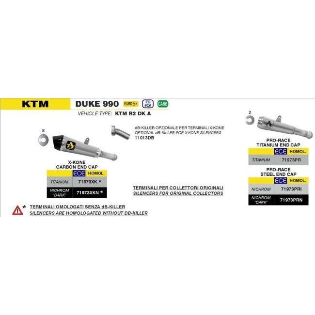 ARROW アロー X-Kone silencer Silencer material：titanium DUKE 990 KTM スリップオンマフラー マフラーの画像